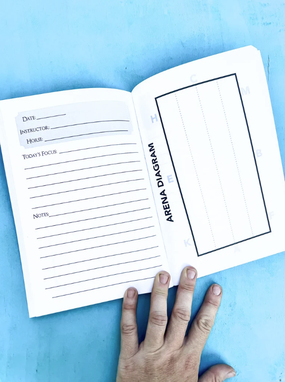 This riding lesson log book is perfect for keeping ride notes, arena exercises, and training plans!