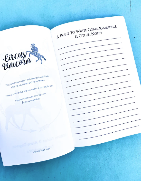 This riding lesson log book is perfect for keeping ride notes, arena exercises, and training plans!