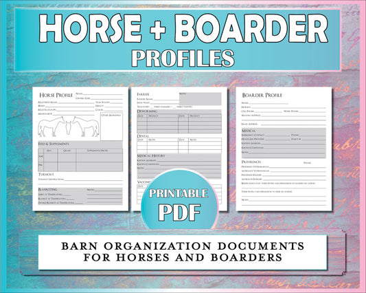 Horse and boarder profiles to keep barn records organized.