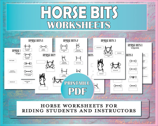 Horse worksheets to teach equestrian students about English and western horse bits and their variations.