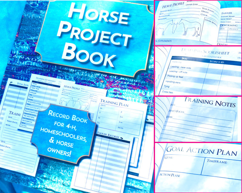 The Horse Project Book is perfect for 4-H Record Books, homeschooler’s horse projects, young riders, and new horse owners.
